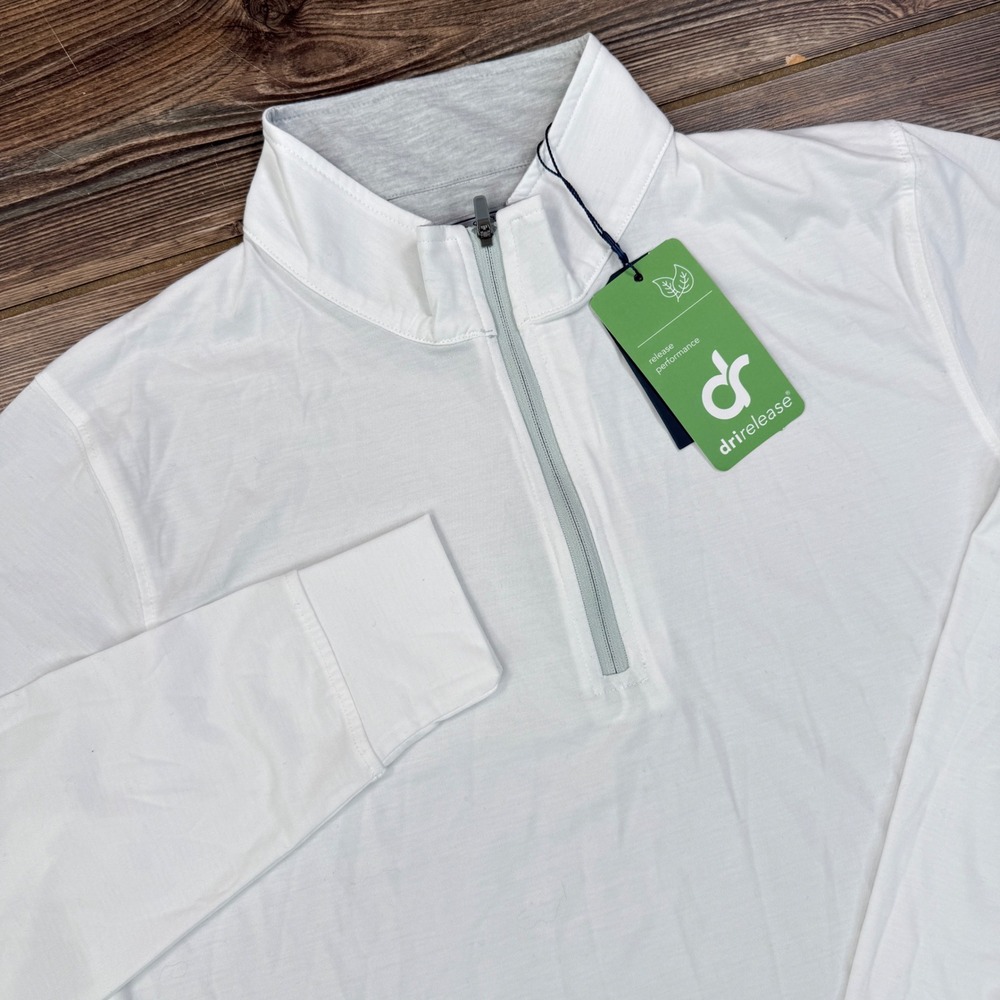 Collars & Co Mens Size Small 1/4 Zip Pullover White Drirelease Performance NWT